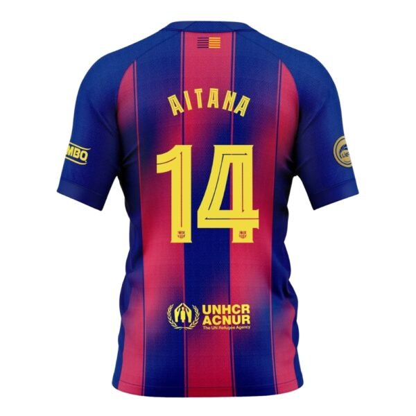 Barcelona AITANA 14 Home Women Football Shirt 25/26 - Back View