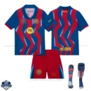 Barcelona Fourth Kids Football Kit 25/26 - Front View with socks