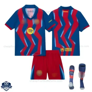 Barcelona Fourth Kids Football Kit 25/26 - Front View with socks