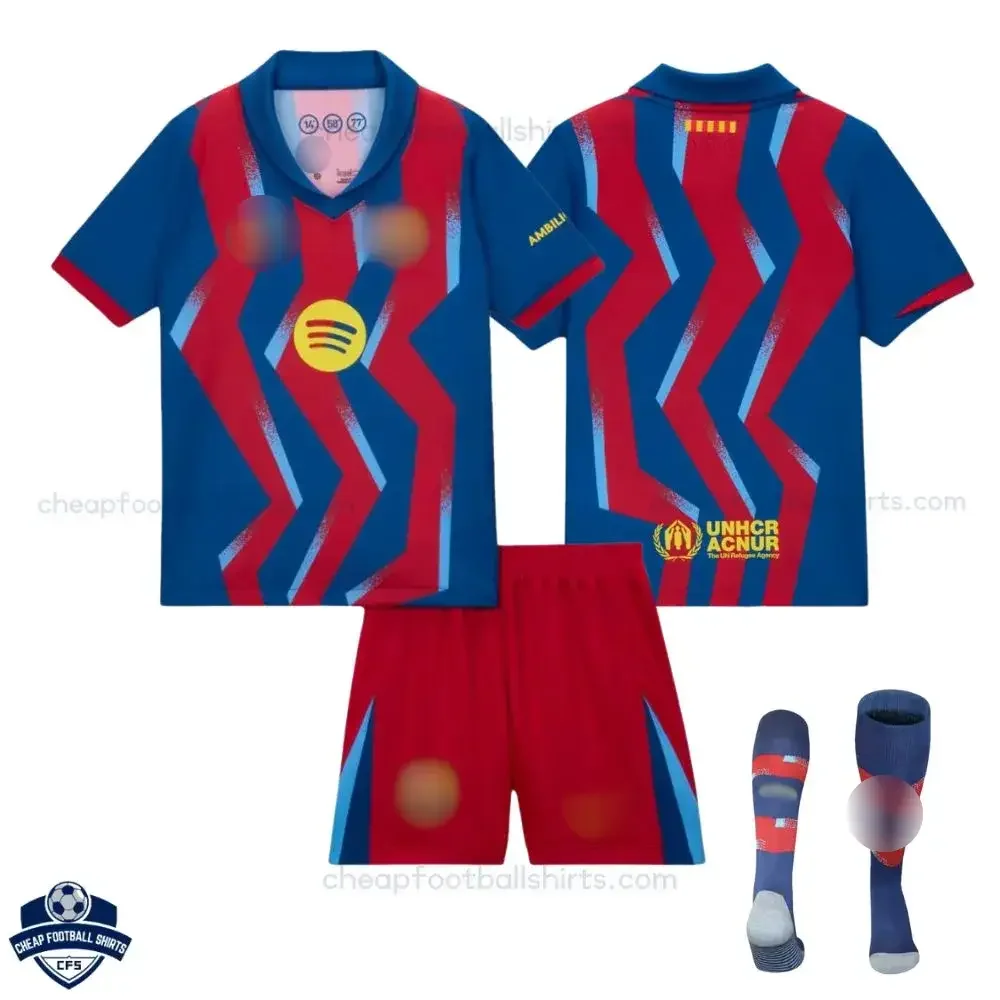 Barcelona Fourth Kids Football Kit 25/26 - Front View with socks