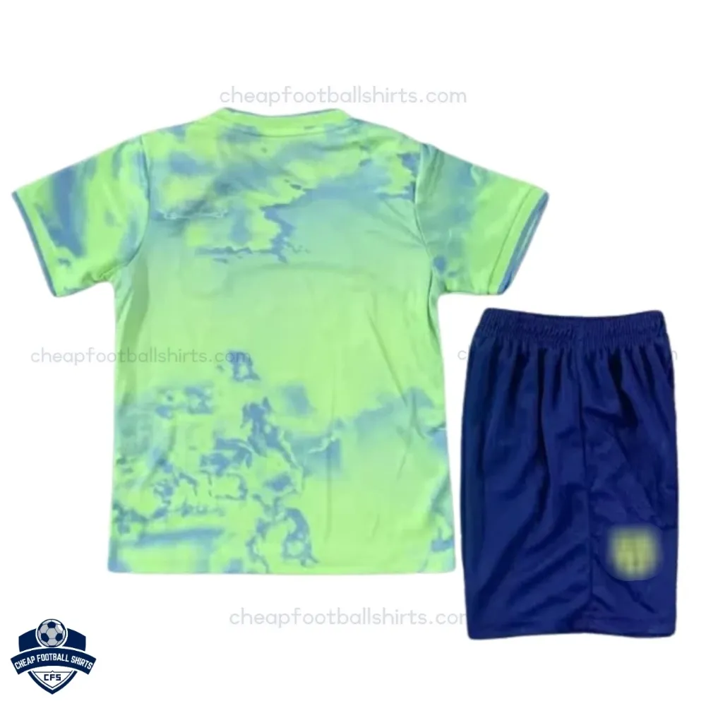 Barcelona Light Green Special Edition Kids Football Kit 25/26 - Front view