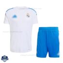 Real Madrid White Blue Training Kids Football Kit 25/26 - Front View