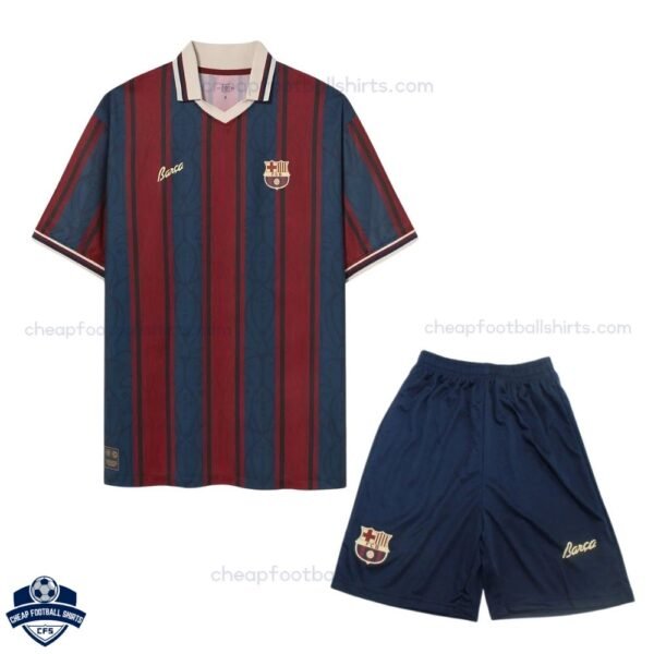 Barcelona Modernist Edition Kids Football Kit 25/26 - front view