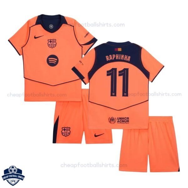 Barcelona Third Kids Football Kit 25/26 RAPHINHA 11