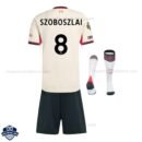 Liverpool Away Kids Football Kit 25/26 SZOBOSZLAI 8 - back view with socks