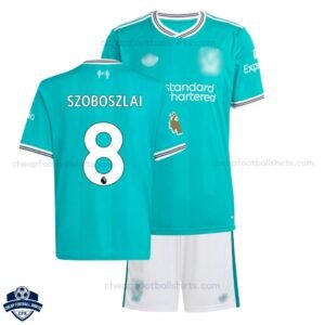 Liverpool Third Kids Football Kit 25/26 SZOBOSZLAI 8 with socks