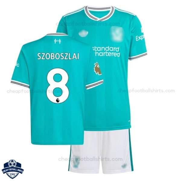 Liverpool Third Kids Football Kit 25/26 SZOBOSZLAI 8 with socks