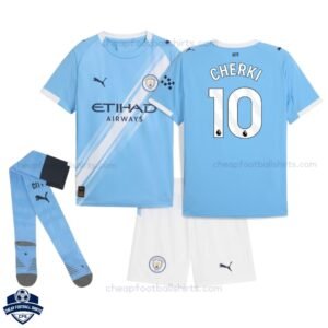 Manchester City Home Kids Football Kit 25/26 CHERKI 10 with socks