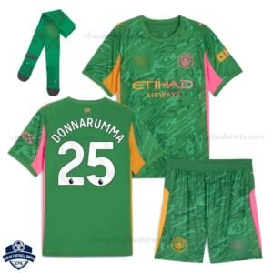 Manchester City Green Goalkeeper Kids Football Kit 25/26 DONNARUMMA 25 - overview