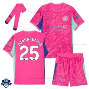 Manchester City Pink Goalkeeper Kids Football Kit 25/26 DONNARUMMA 25 - overview