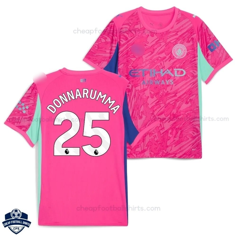 Manchester City Pink Goalkeeper Men Football Shirt 25/26 DONNARUMMA 25 - overview