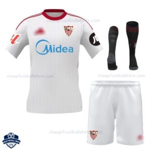 Sevilla Home Kids Cheap Football Kit 25/26 - Front View