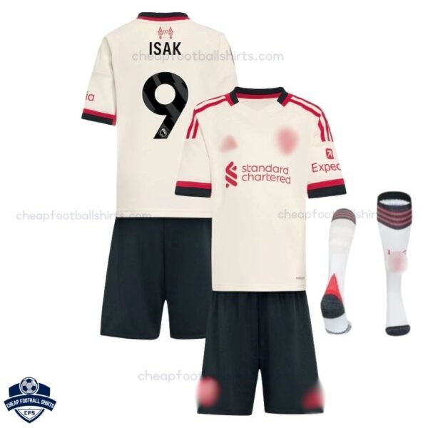Liverpool Away Kids Football Kit 25/26 ISAK 9 with socks