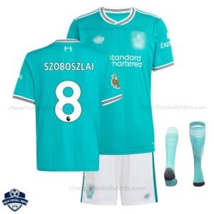 Liverpool Third Kids Football Kit 25/26 SZOBOSZLAI 8 with socks