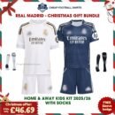 Real Madrid Home & Away Kids Christmas Gift Bundle Kit 25/26 With Socks - Overview