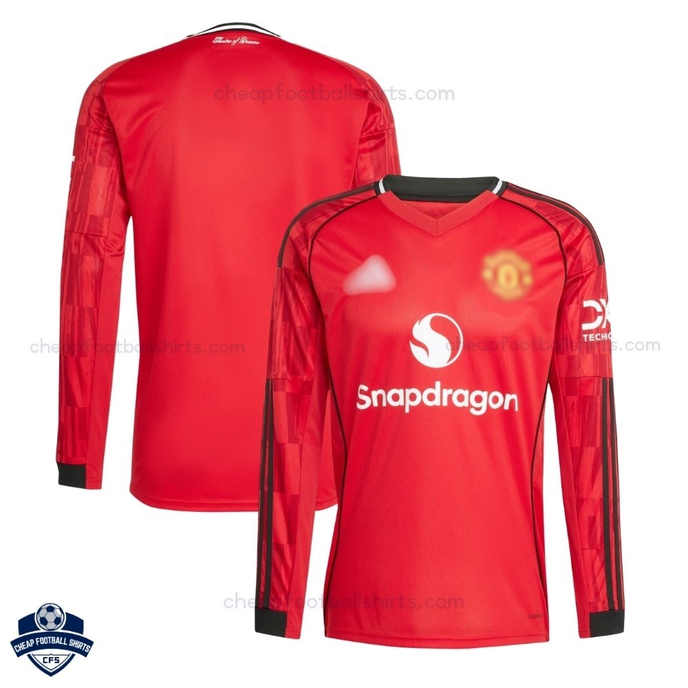 Manchester United Home Men Football Shirt 25/26 Long Sleeve - Overview