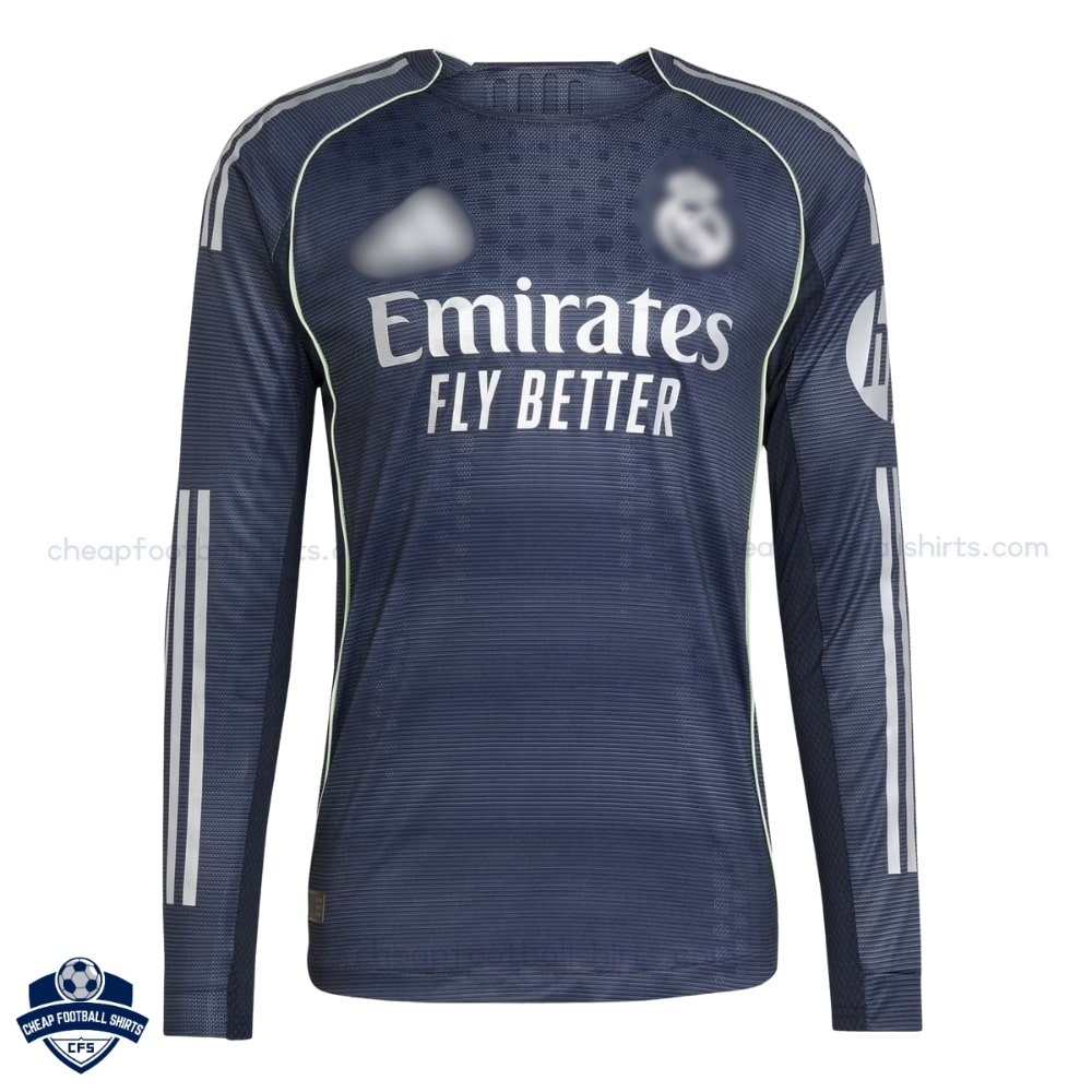 Real Madrid Away Men Football Shirt 25/26 Long Sleeve - Front View