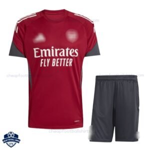 Arsenal Red Grey Training Kids Football Kit 25/26 - Front View
