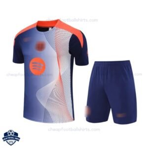 Barcelona Orange Blue Training Kids Football Kit 25/26 - Front View