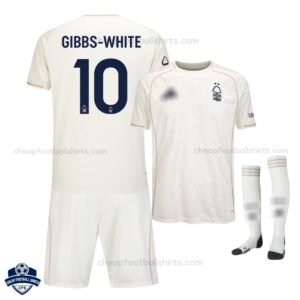 Nottingham Forest GIBBS-WHITE 10 Away Kids Football Kit 25/26 - Overview