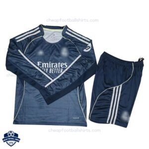 Real Madrid Away Kids Football Kit 25/26 Long Sleeve - Front View