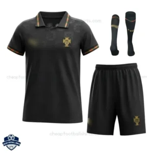 Portugal Black Special Edition Kids Football Kit 2026 - Front View