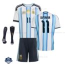 Argentina DIMARIA 11 Home Kids Football Kit 2026 with socks