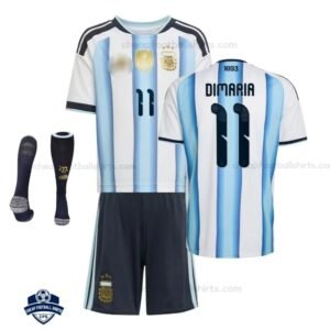 Argentina DIMARIA 11 Home Kids Football Kit 2026 with socks