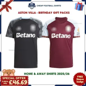Aston Villa FC Gift Bundle - Home & Away Cheap Football Shirts 2025/26