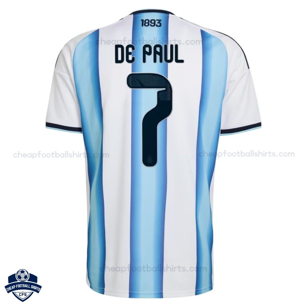 Argentina DE PAUL 7 Home Football Shirts 2026 - Back View