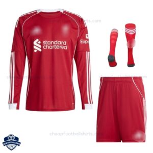 Liverpool Home Kids Football Kit 25/26 Long SLeeve - Front View