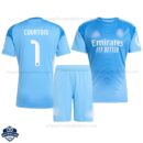 Real Madrid COURTOIS 1 Blue Goalkeeper Kids Cheap Football Kit 2025/26