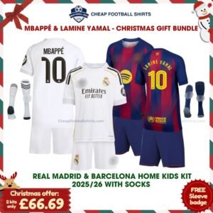 MBAPPÉ 10 & LAMINE YAMAL 10 Christmas Gift Packs - Real Madrid & Barcelona Home