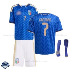 Italy World Cup CANTORE 7 Home Kids Football Kit 2026 - Overview