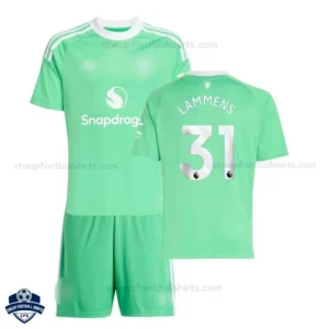 Manchester United LAMMENS 31 Green Goalkeeper Kids Football Kit 25/26 - Overview