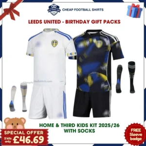 Leeds United 2025/26 Gift Pack - Home and Third Kids Cheap Football Kits (With Socks)