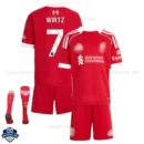 Liverpool WIRTZ 7 Home Kids Cheap Football Kit 2025/26_Overview