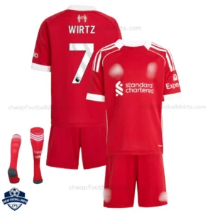 Liverpool WIRTZ 7 Home Kids Cheap Football Kit 2025/26_Overview