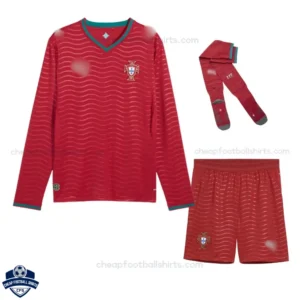 Portugal Home Kids Football Kit 2026 Long Sleeve - Front View