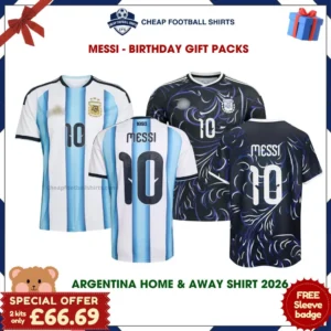 Argentina MESSI 10 Birthday Football Shirt Gift Pack 2026 - Home & Away