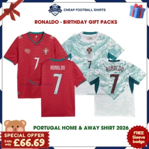 Portugal RONALDO 7 Birthday Football Shirt Gift Pack 2026 - Home & Away