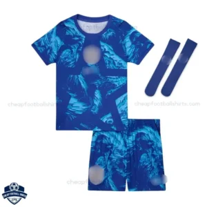 England World Cup 2026 Blue Goalkeeper Kids Cheap Football Kit with socks