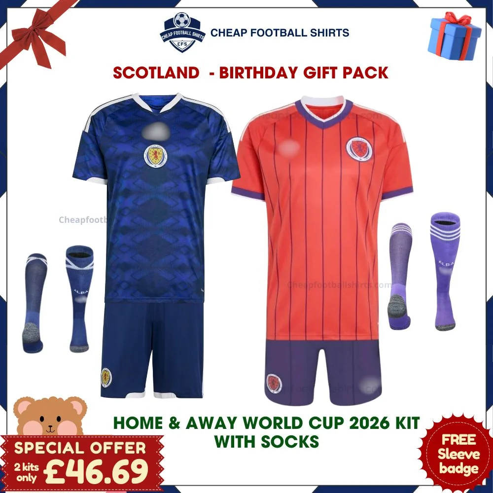 Scotland World Cup 2026 Birthday Football Kit Pack - Home & Away with socks