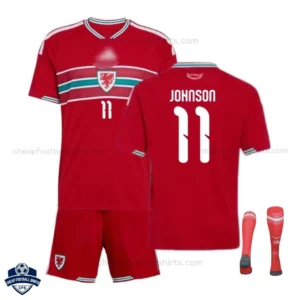 Wales World Cup JOHNSON 11 Home Kids Football Kit 2026 - Overview with socks