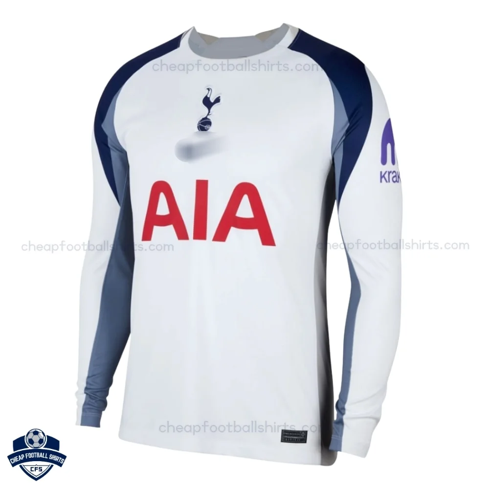 Tottenham Home Men Football Shirt 25/26 Long Sleeve - Front View
