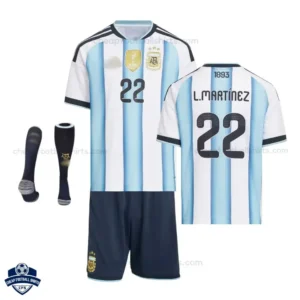 Argentina World Cup 2026 Home Kids Cheap Football Kit – L. MARTÍNEZ 22