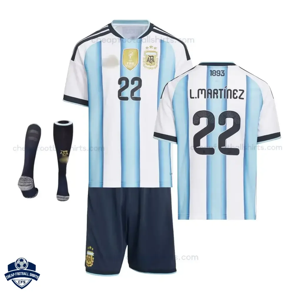 Argentina World Cup 2026 Home Kids Cheap Football Kit – L. MARTÍNEZ 22