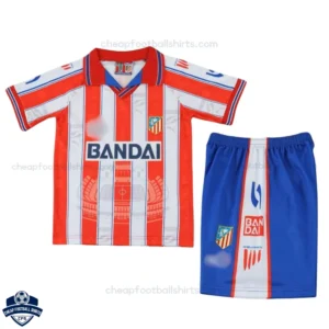 Retro Atletico Madrid Home Kids Cheap Football Kit 1996/97 - Front view