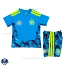 Spain World Cup 2026 Blue Goalkeeper Kids Cheap Football Kit