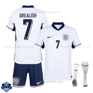 England GREALISH 7 Home Kids Football Kit 2024